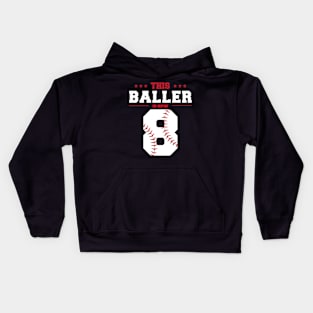 This Baller Is Now 8 Birthday Baseball Theme Bday Party Kids Hoodie